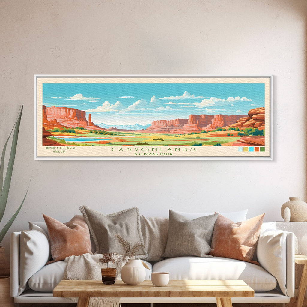 Canyonlands National Park, Panoramic Utah Travel Art, National Park Print, Minimalist Travel Art, Midcentury Modern Style Landscape