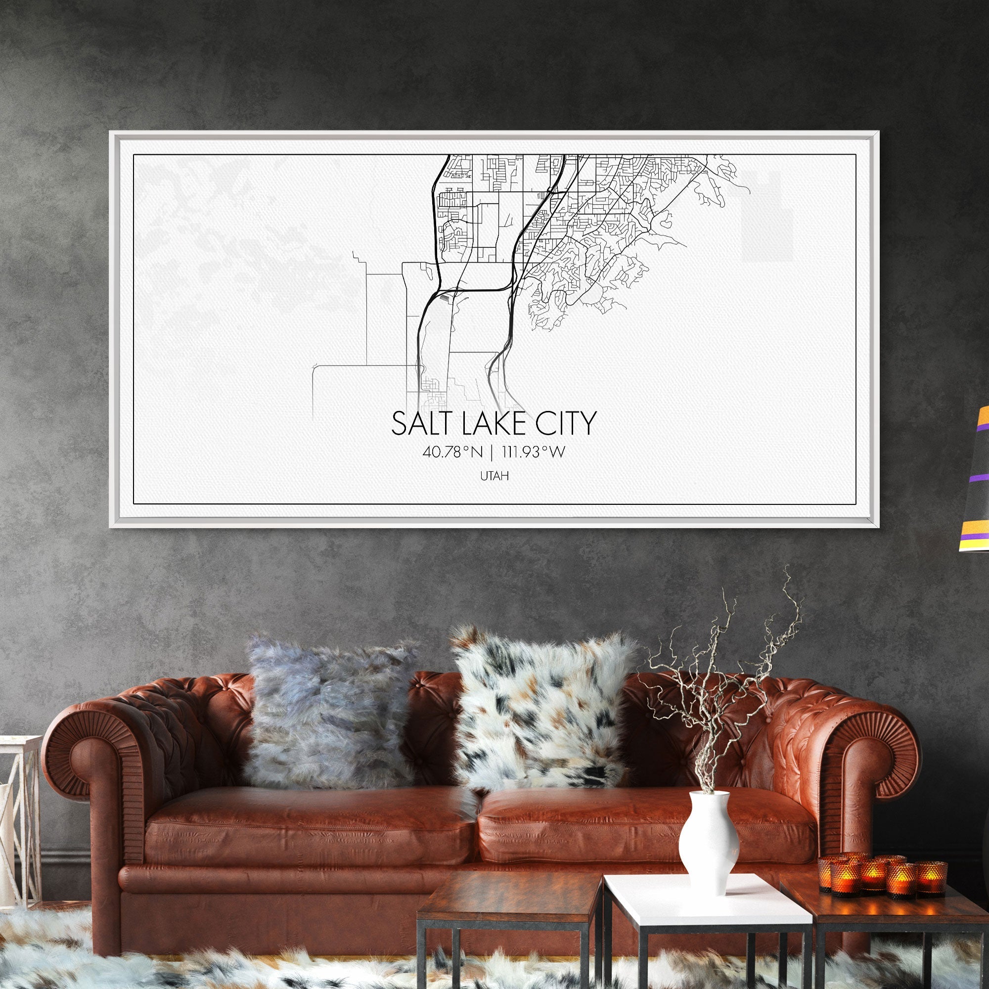 Salt Lake City Map, Utah Art, Map Print, Minimalist Wall Art, Wall Art, Canvas Art, Gift For Couples, Dorm Room Art, Rustic Wall Décor