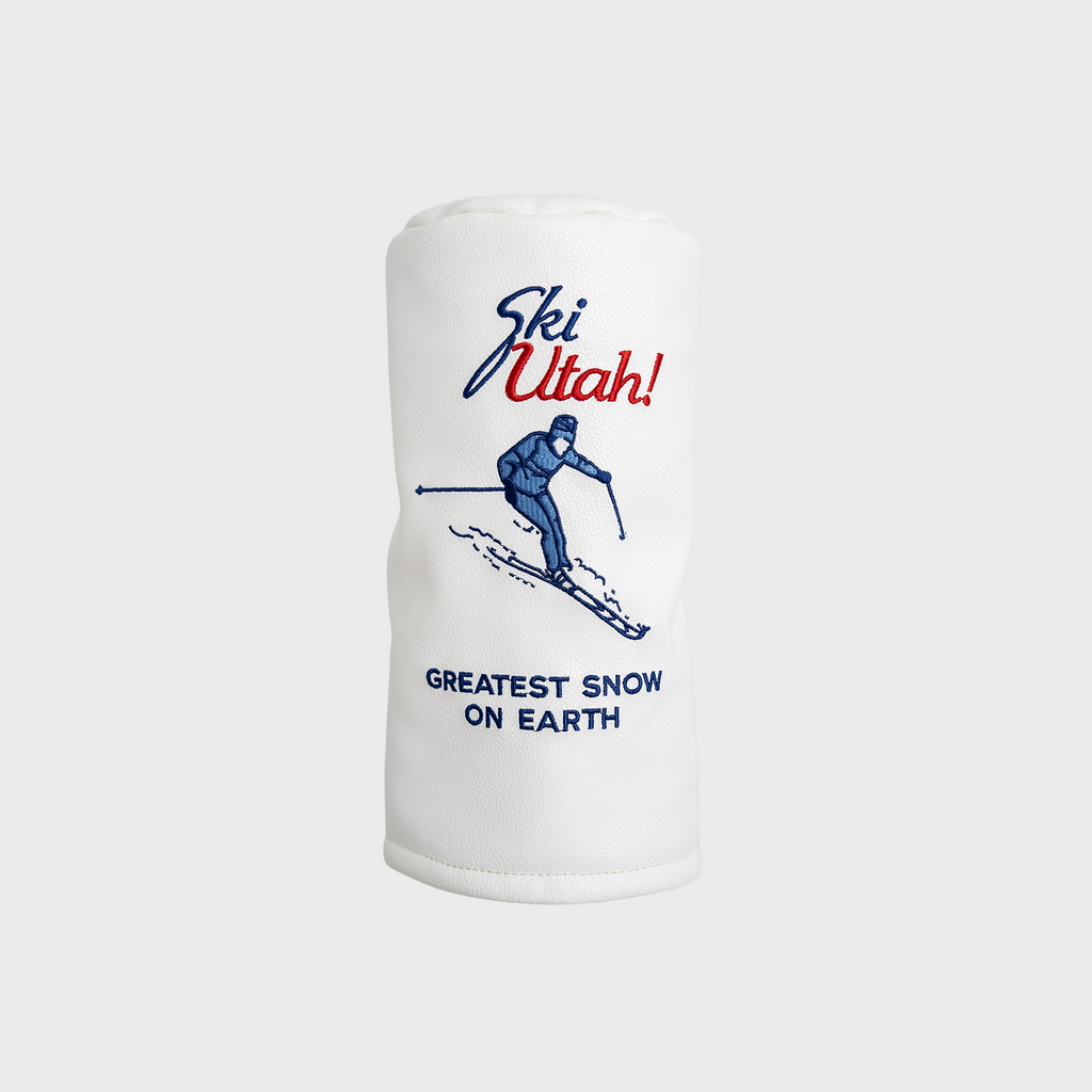 Ski Utah! Driver Headcover | Premium White Ski Utah! License Plate Driver Headcover