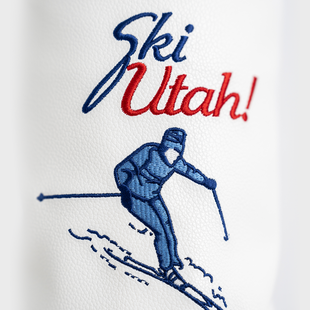 Ski Utah! Driver Headcover | Premium White Ski Utah! License Plate Driver Headcover