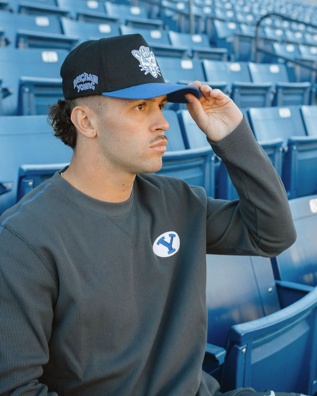 BYU Fade Hat Black Royal Blue BYU Logo
