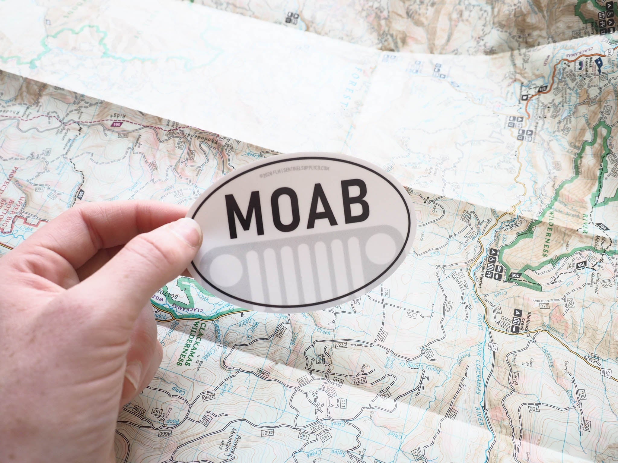 Moab Utah Bumper Sticker - White Oval Decal 3" & 4"