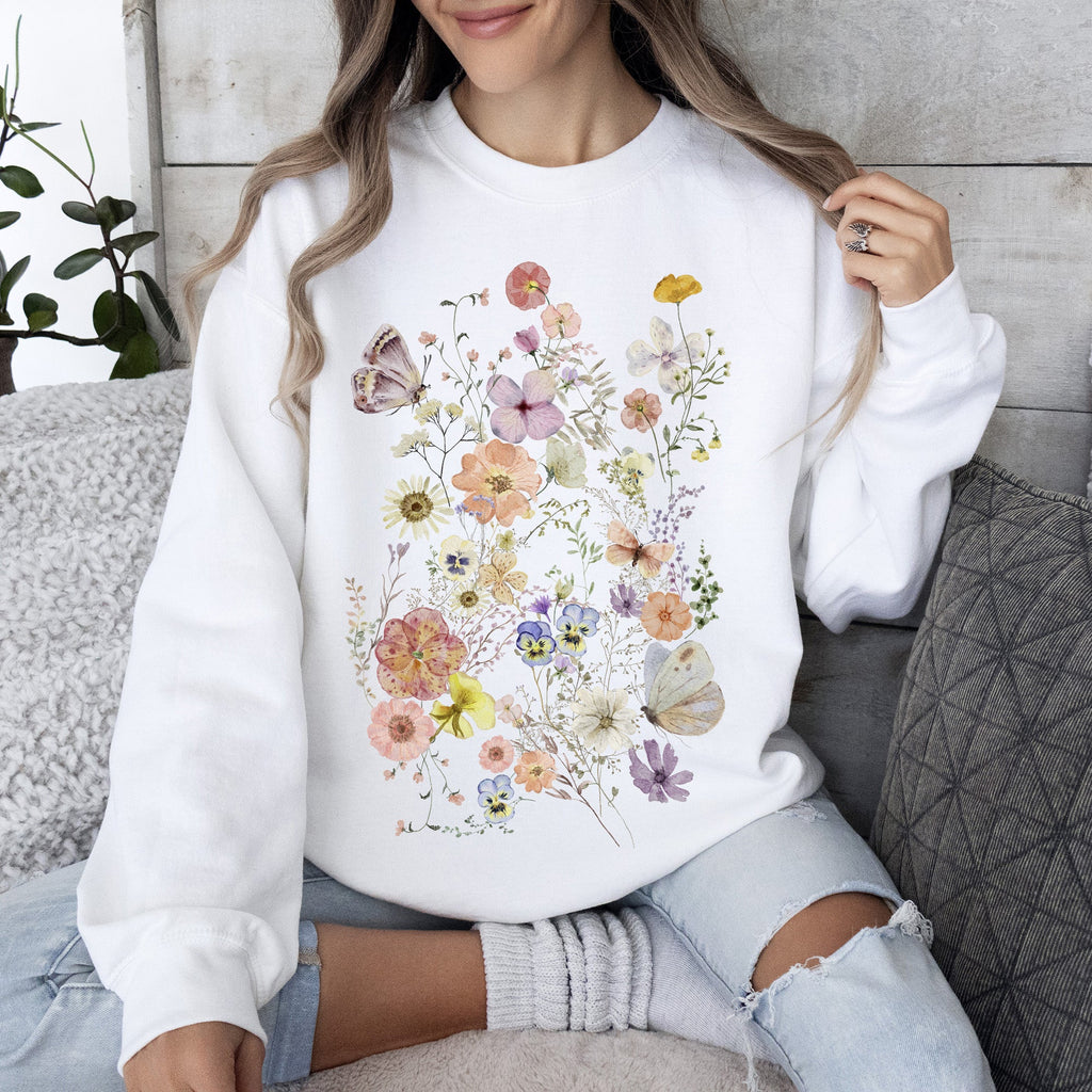 Butterfly Mountain Meadow Pressed Flower Sweatshirt