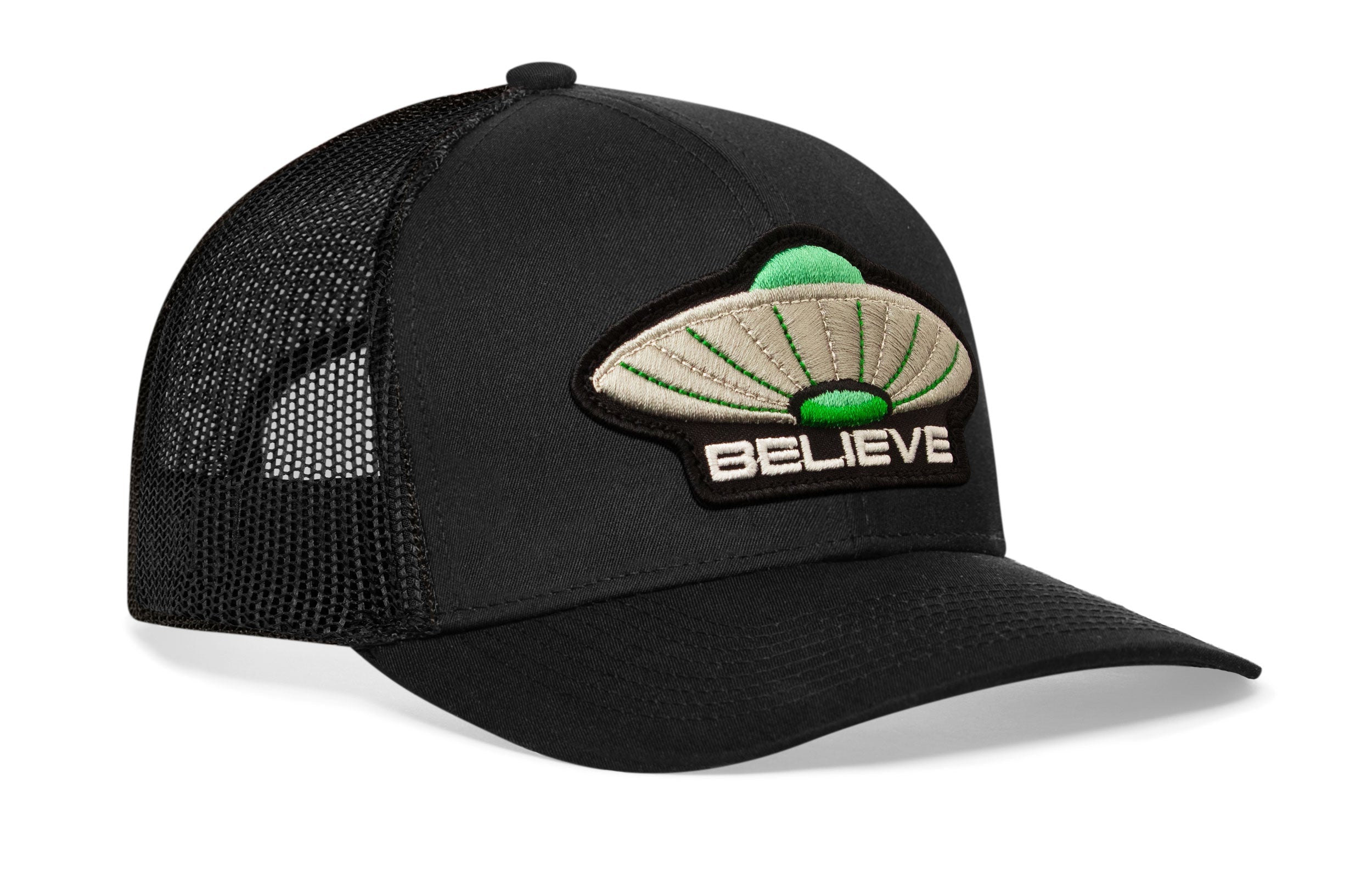 Believe Trucker Hat  |  Black Alien UAP Snapback