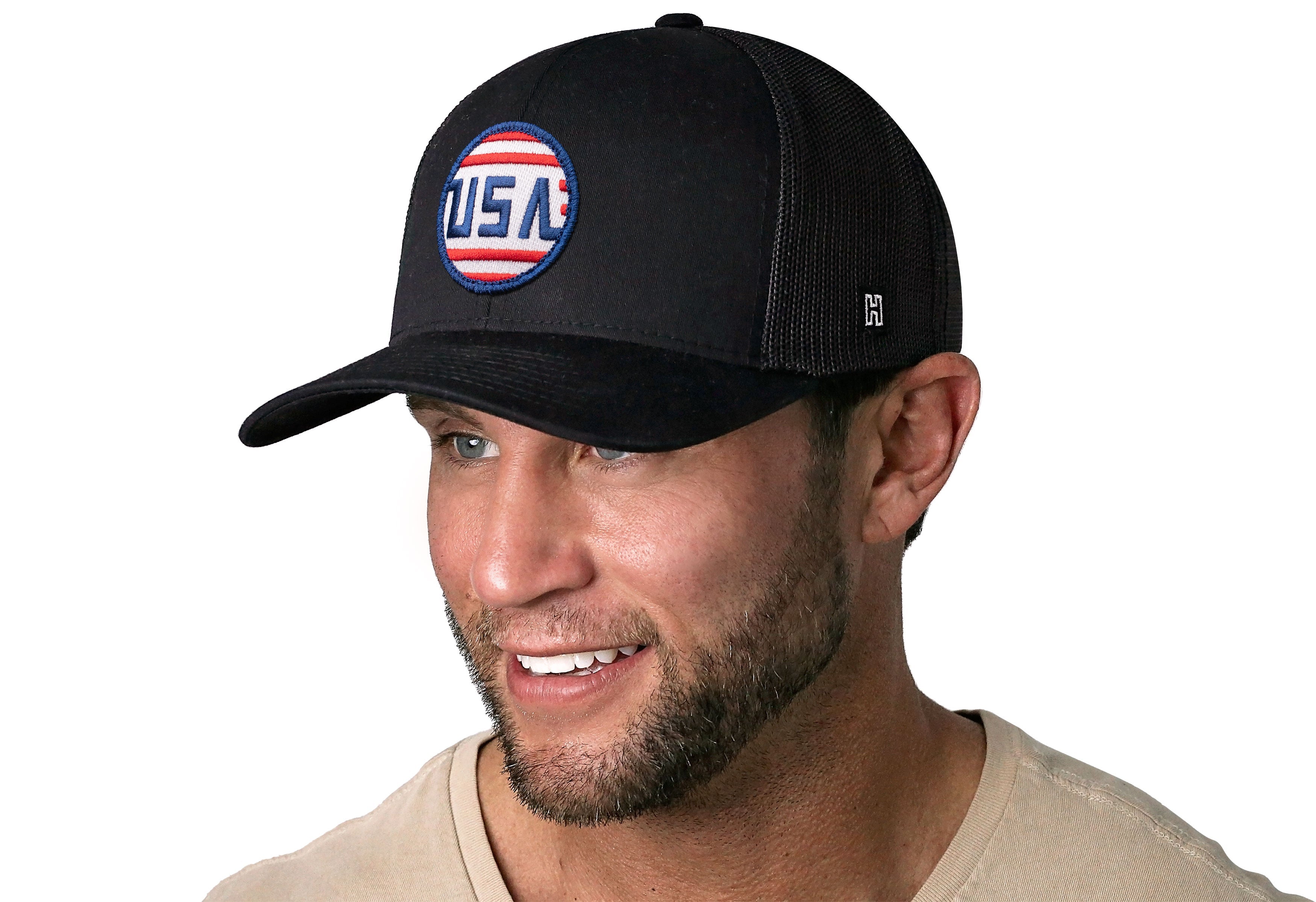 USA Stripes Trucker Hat  |  Black America Snapback