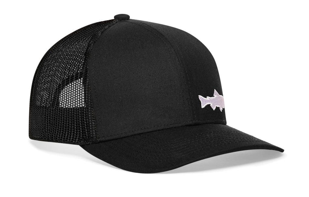 Steelhead Fish Trucker Hat  |  Black Steelhead Fish Snapback