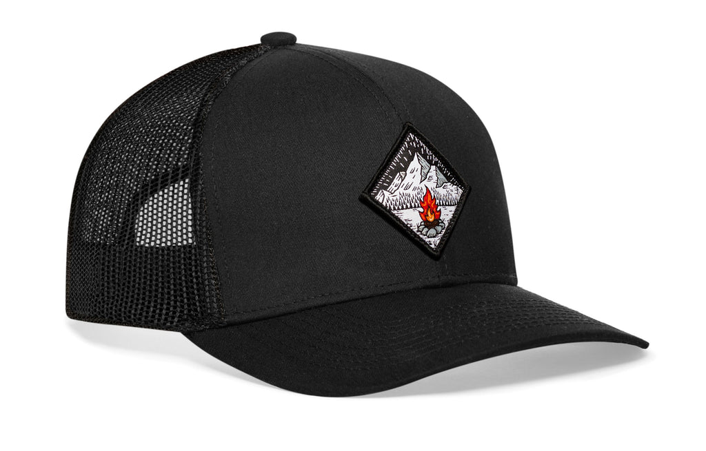 Campfire Trucker Hat  |  Black Outdoors Snapback