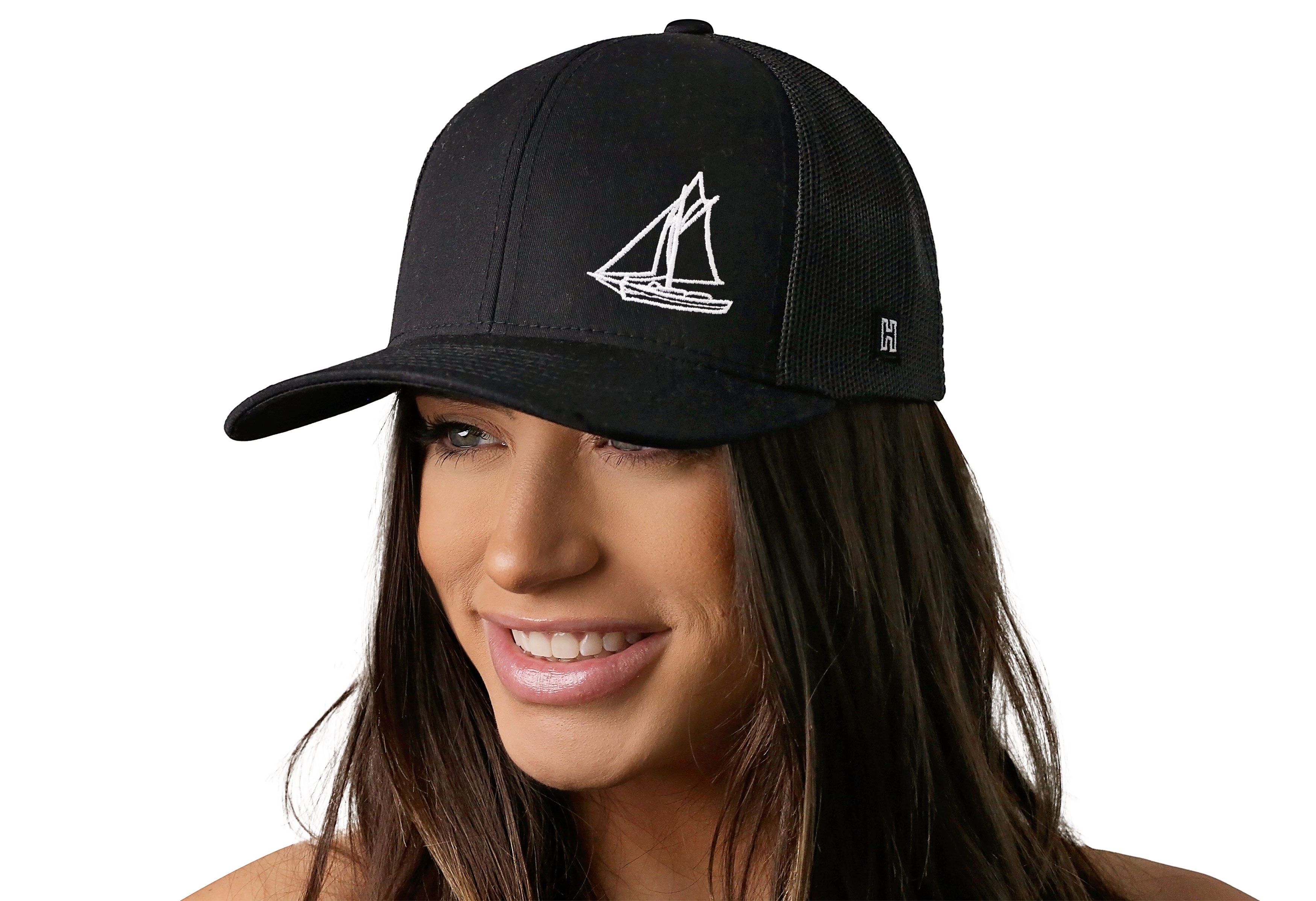 Sailboat Trucker Hat  |  Black  Snapback