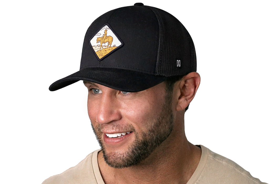 Horse & Cowboy Trucker Hat  |  Black Diamond Snapback