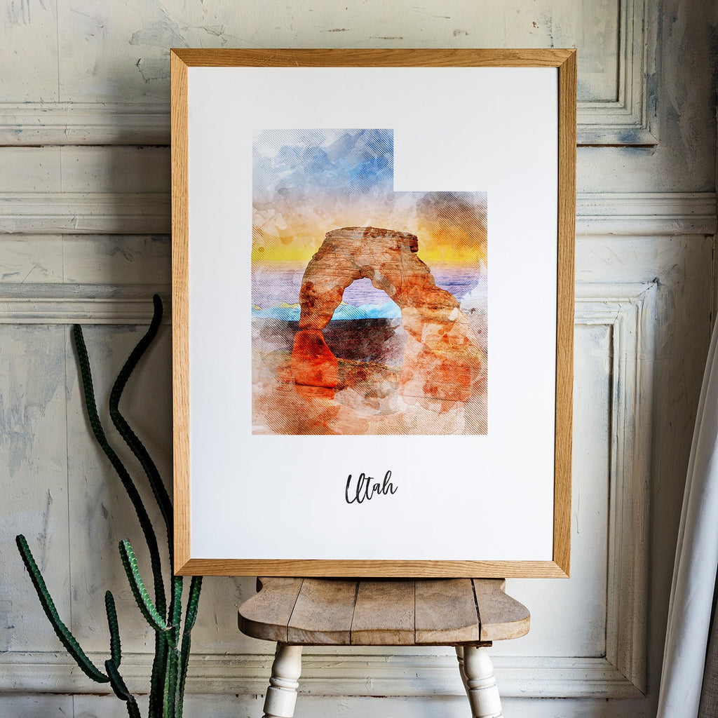 Utah Watercolor Map