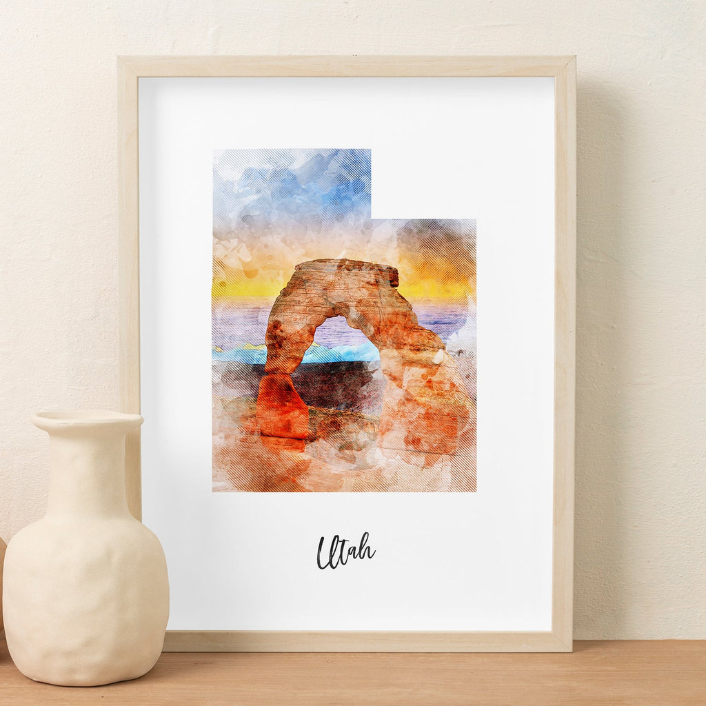 Utah Watercolor Map