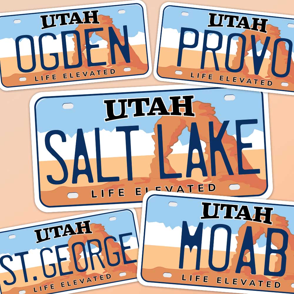 Utah License Plate Stickers - Choose Your UT City or National Park