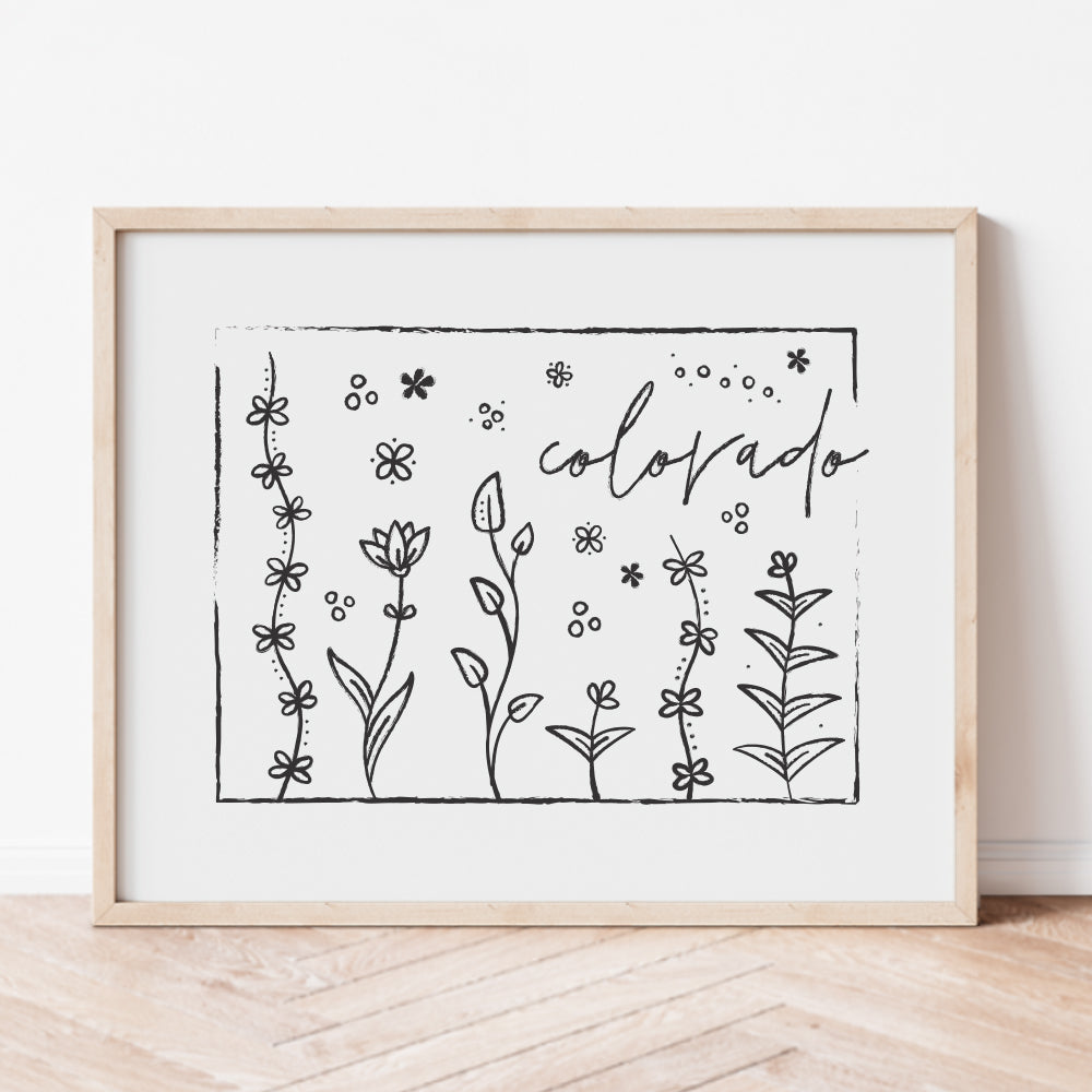 Botanical Borders: Colorado Outline Poster