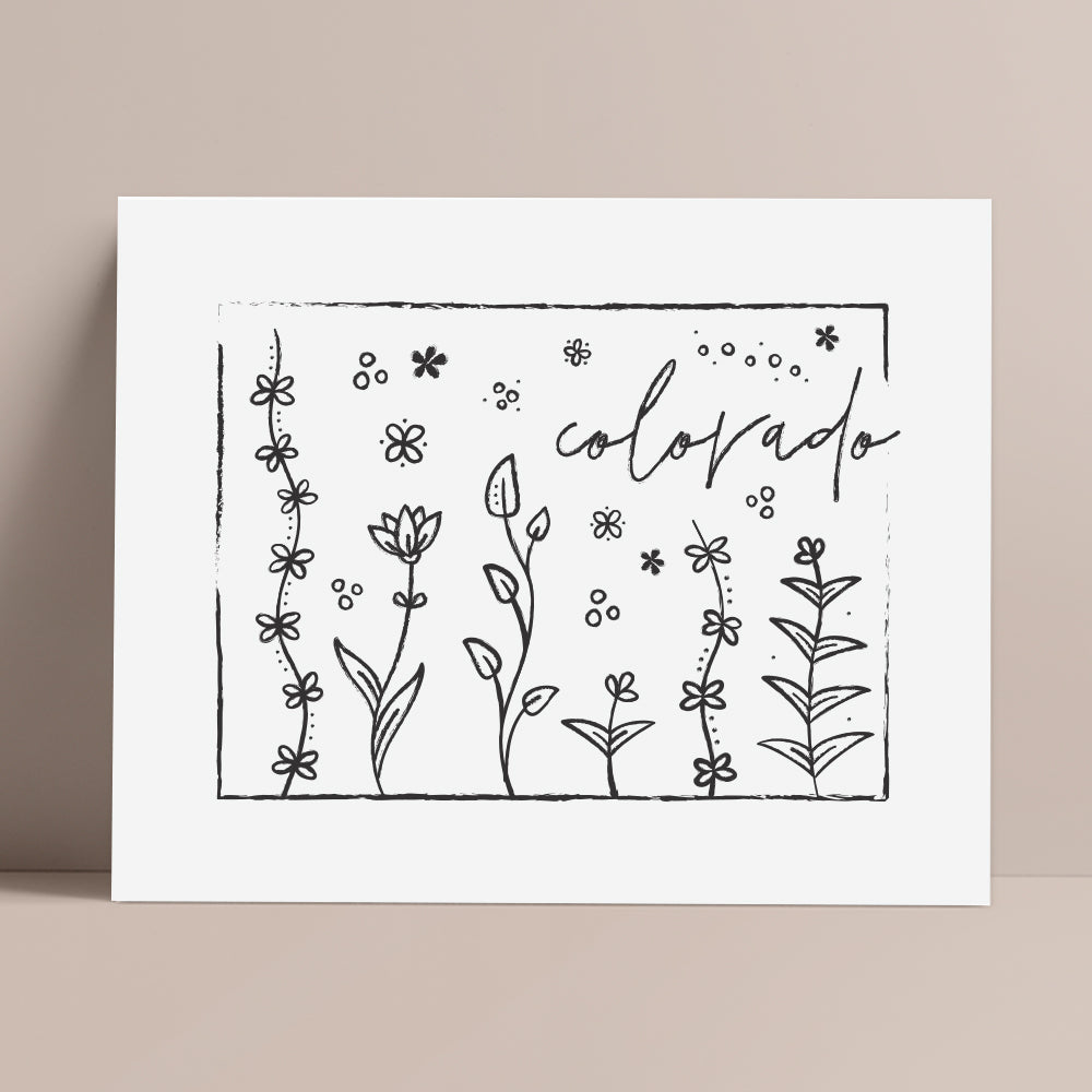 Botanical Borders: Colorado Outline Poster