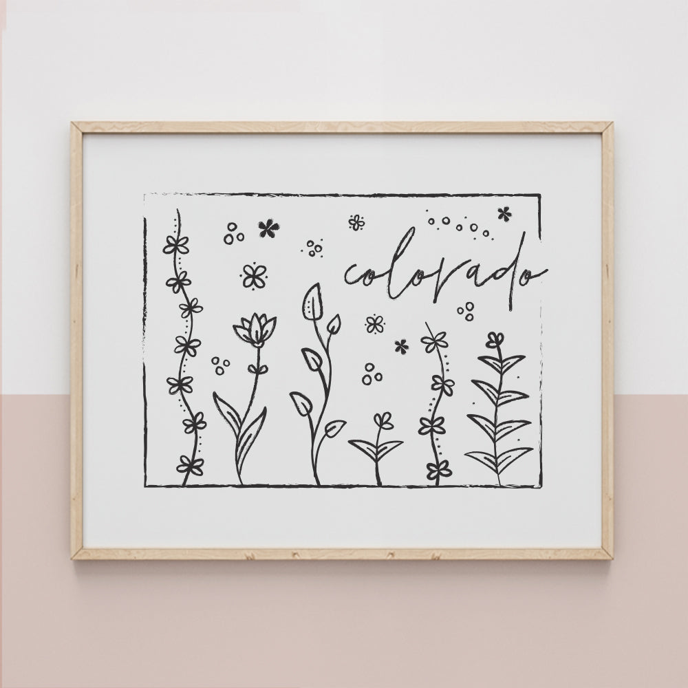 Botanical Borders: Colorado Outline Poster