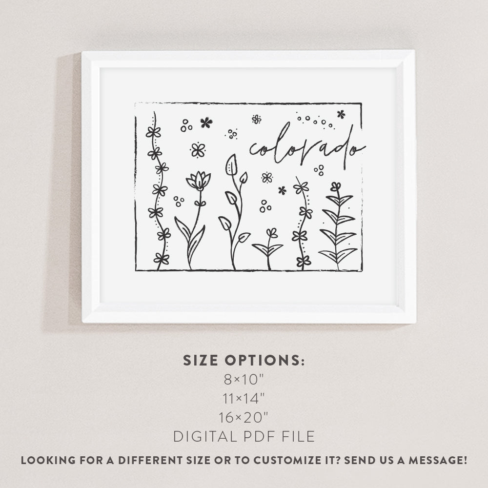 Botanical Borders: Colorado Outline Poster