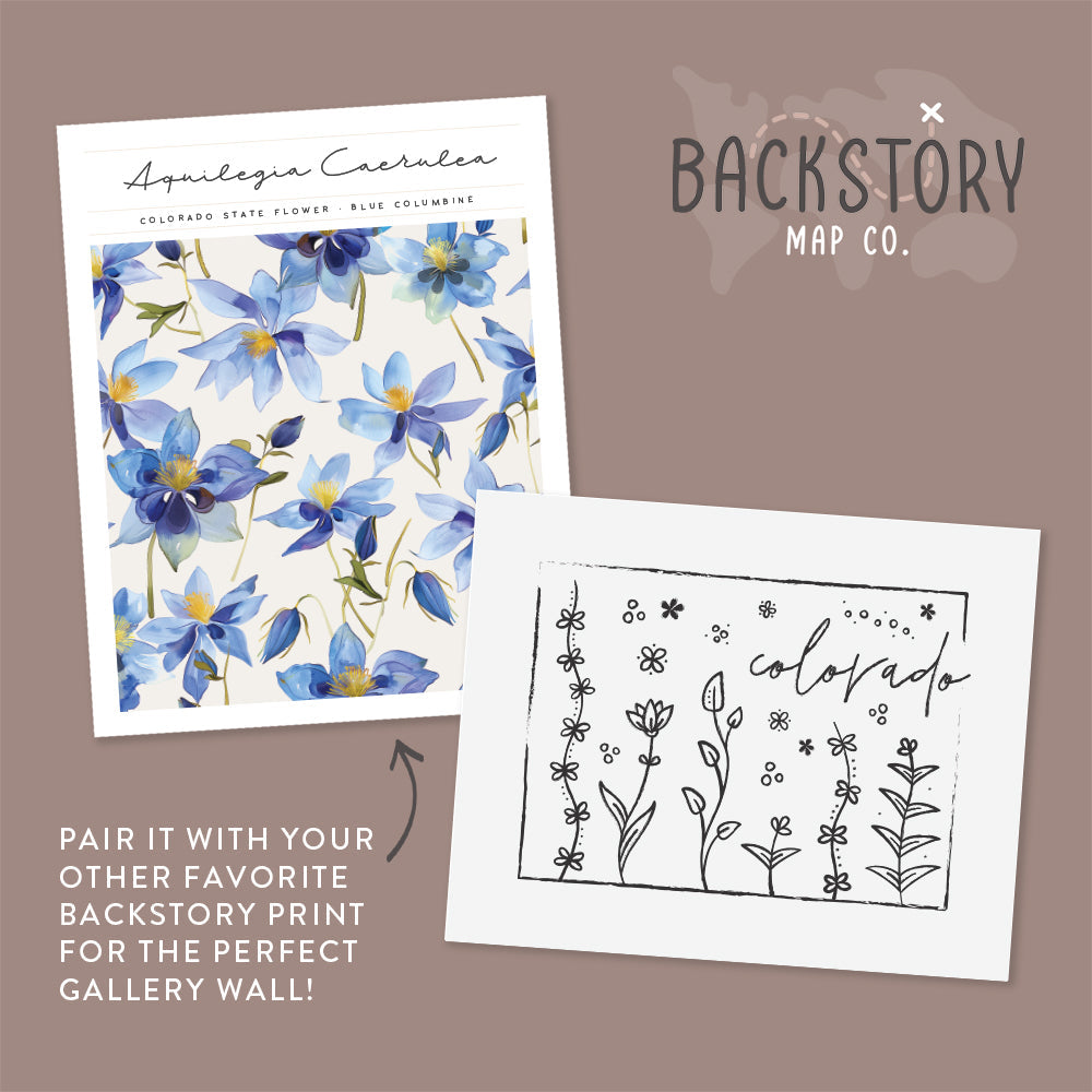 Botanical Borders: Colorado Outline Poster