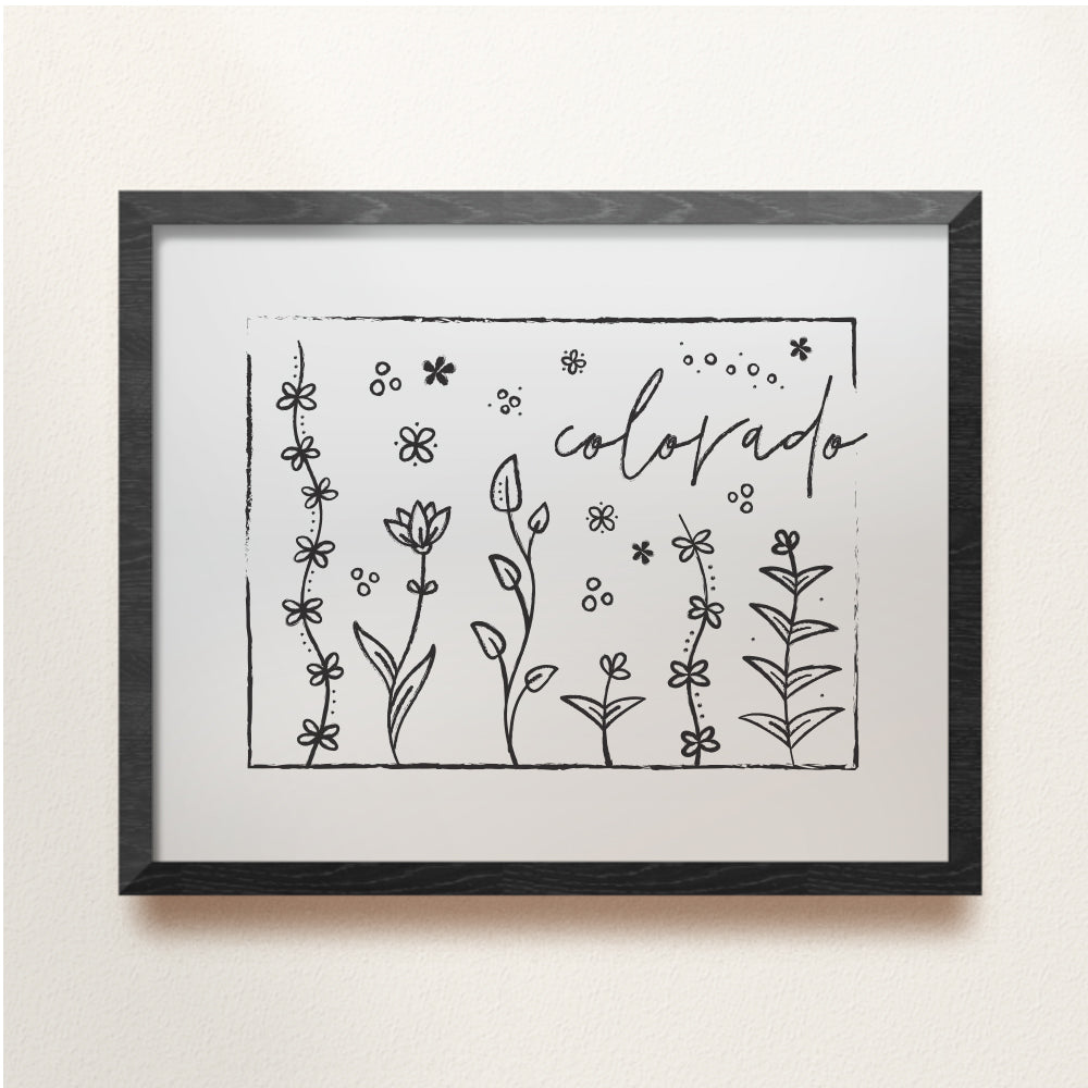 Botanical Borders: Colorado Outline Poster