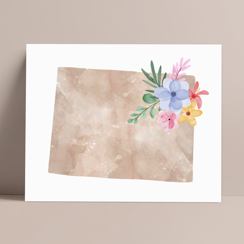 Colorado Floral Silhouette Art Print