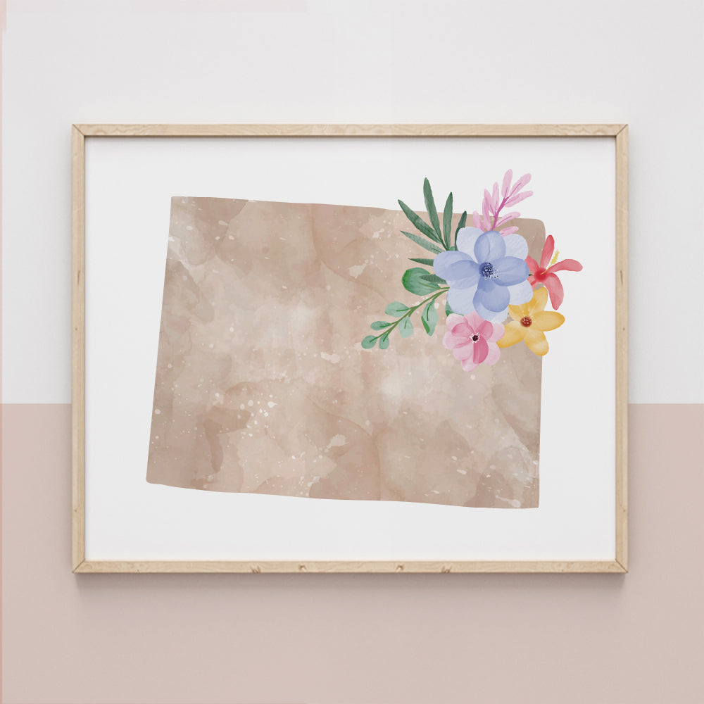 Colorado Floral Silhouette Art Print