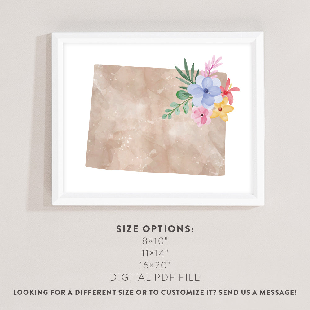 Colorado Floral Silhouette Art Print