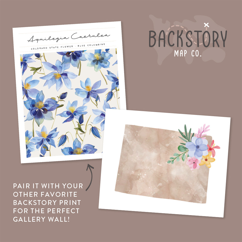 Colorado Floral Silhouette Art Print