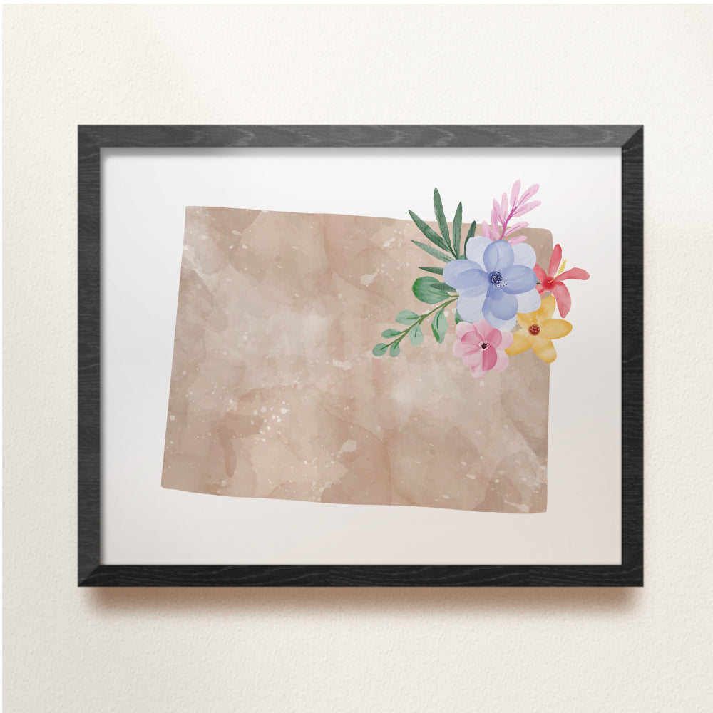 Colorado Floral Silhouette Art Print