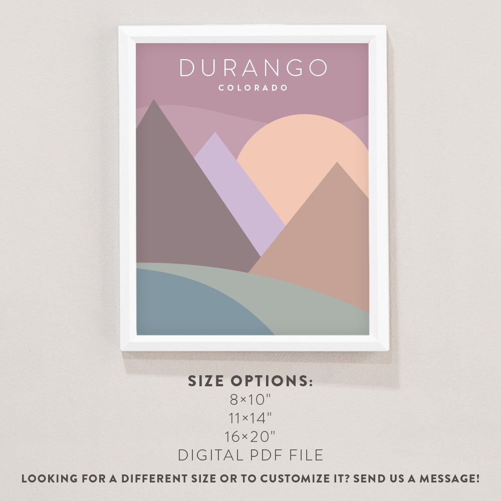Durango, Colorado Minimalist Wall Art
