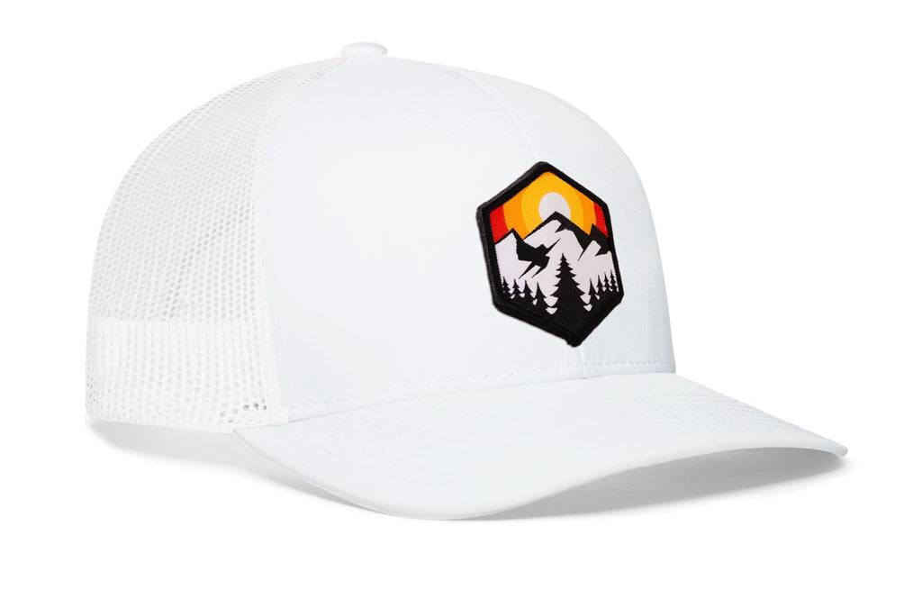 Hexagon Mountain Trees Trucker Hat  |  Outdoors Snapback