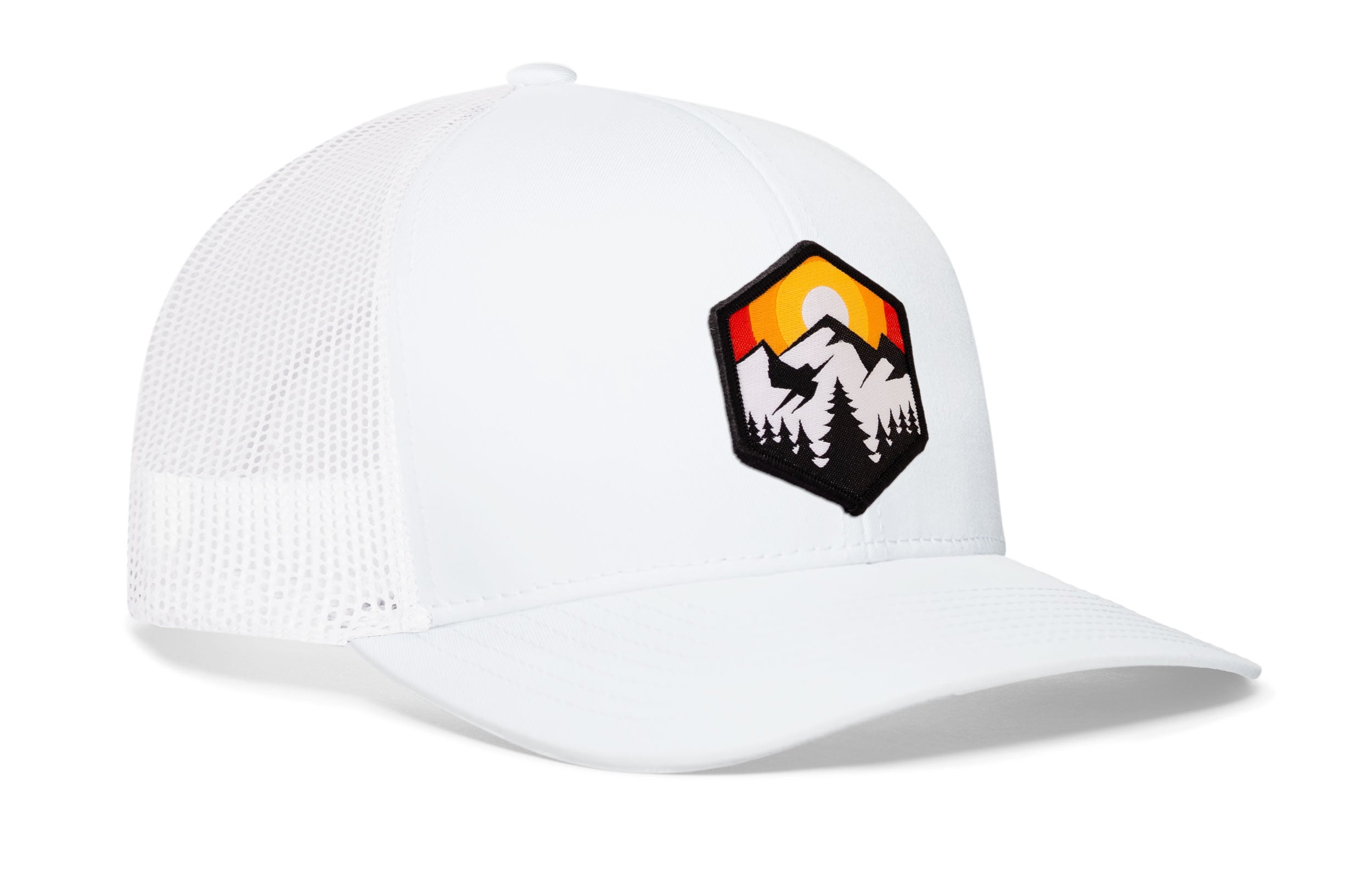 Hexagon Mountain Trees Trucker Hat  |  Outdoors Snapback