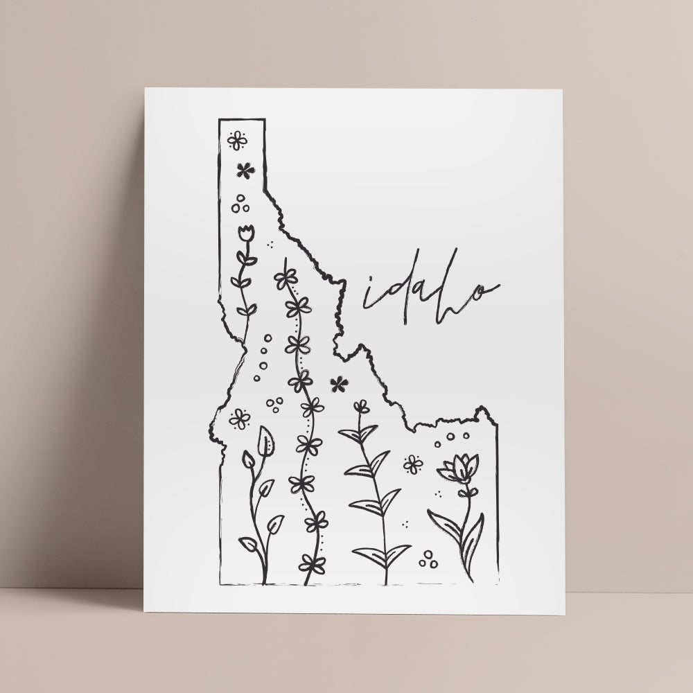 Botanical Borders: Idaho Outline Poster