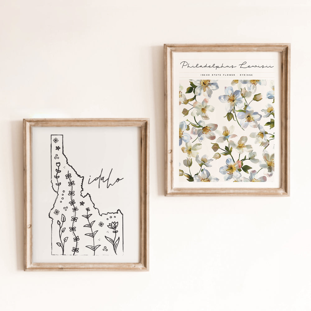 Botanical Borders: Idaho Outline Poster