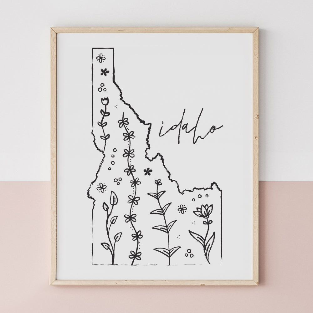 Botanical Borders: Idaho Outline Poster