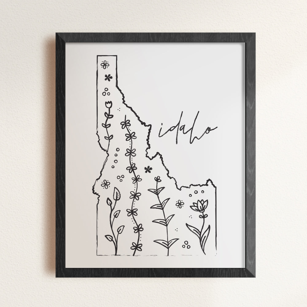 Botanical Borders: Idaho Outline Poster