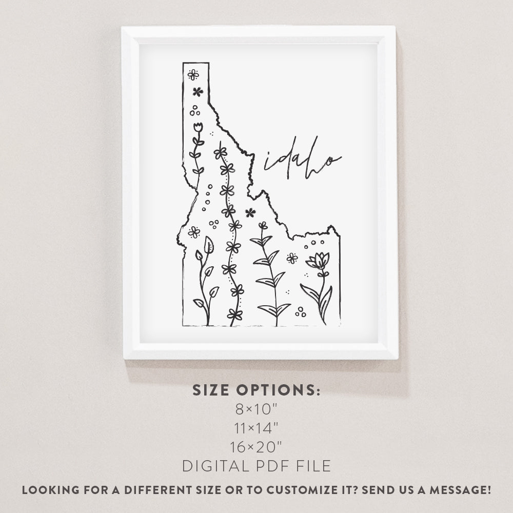 Botanical Borders: Idaho Outline Poster