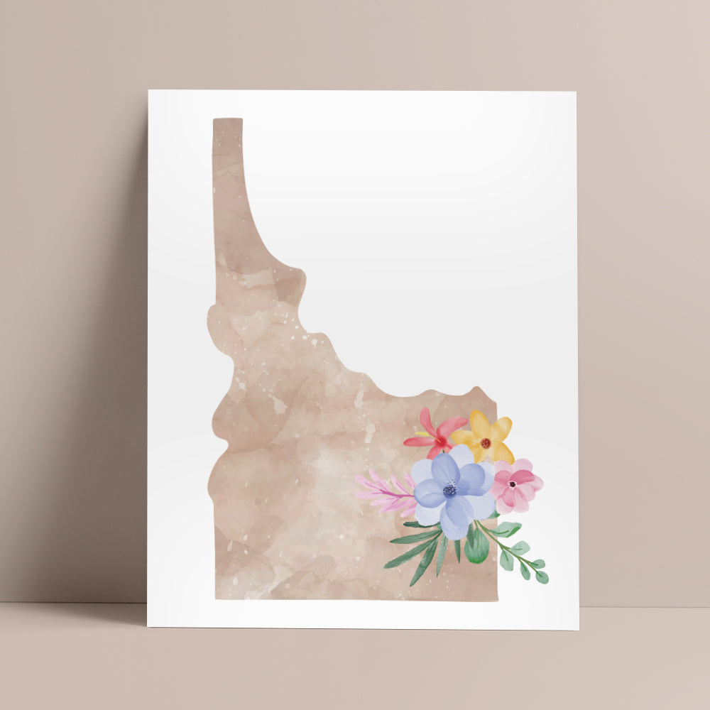 Idaho Floral Silhouette Art Print