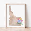 Idaho Floral Silhouette Art Print