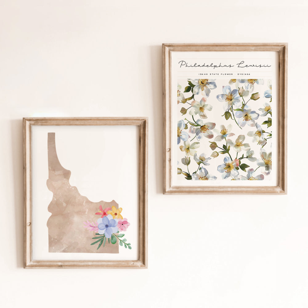Idaho Floral Silhouette Art Print