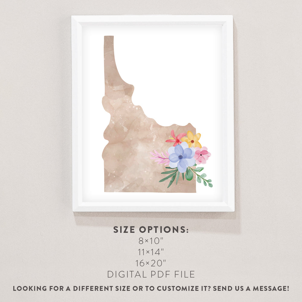 Idaho Floral Silhouette Art Print