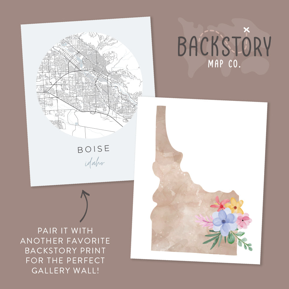Idaho Floral Silhouette Art Print