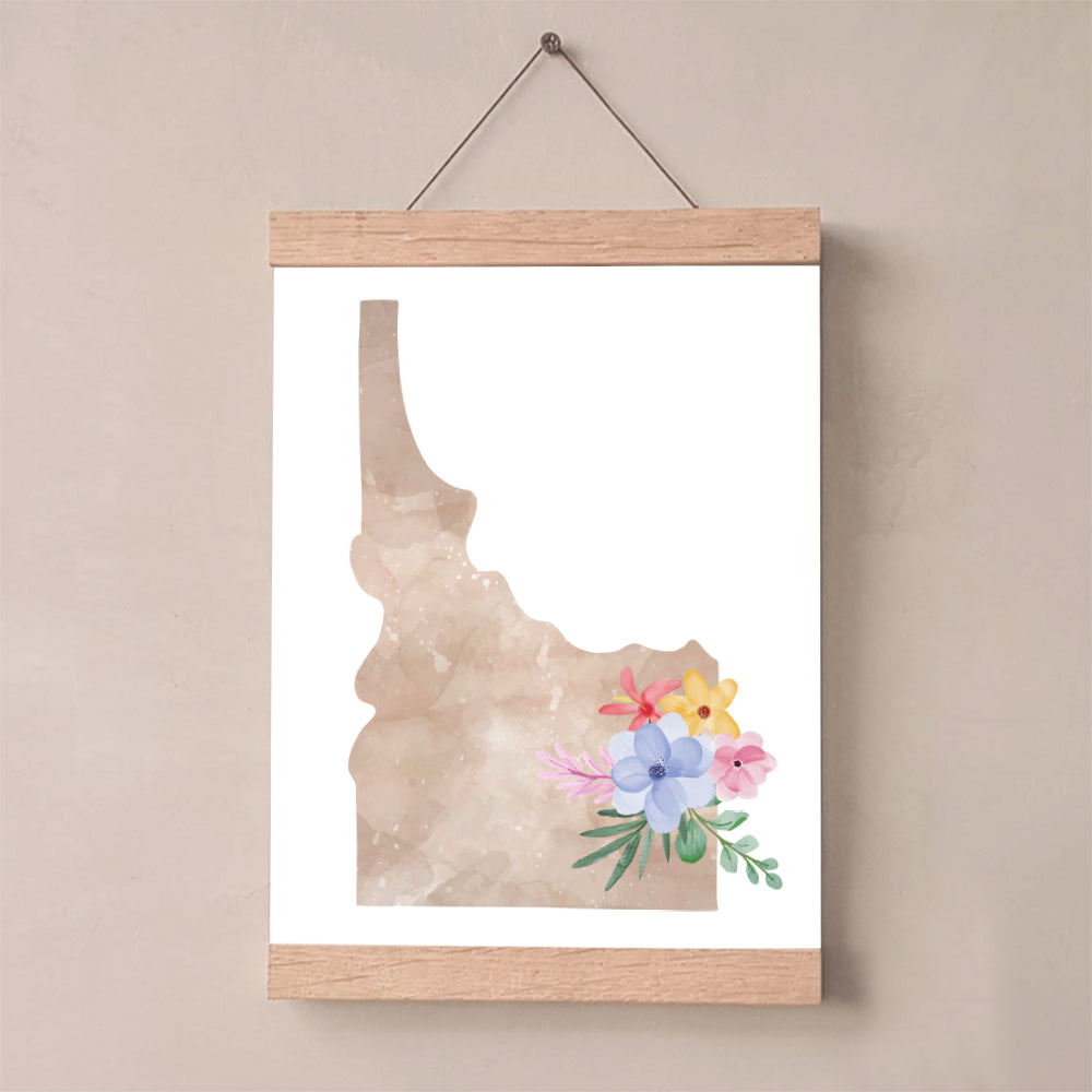Idaho Floral Silhouette Art Print