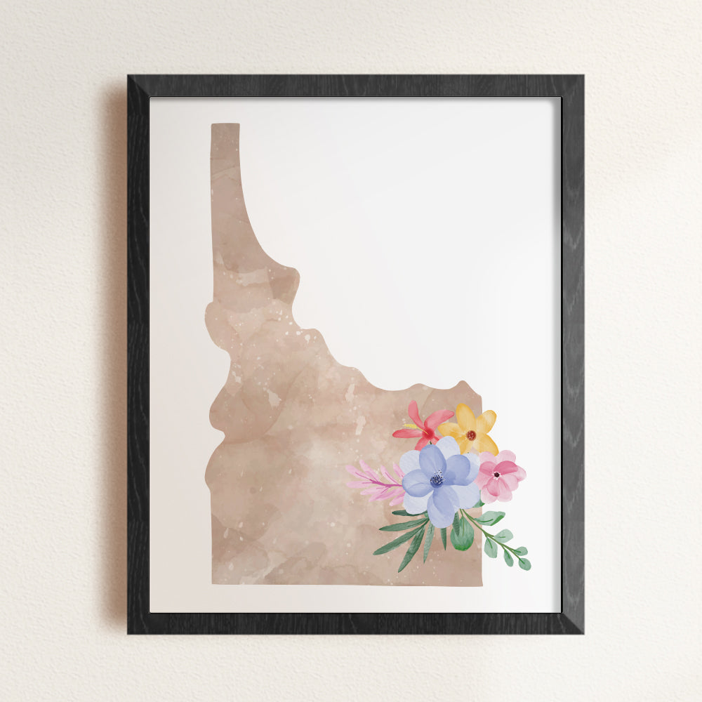 Idaho Floral Silhouette Art Print