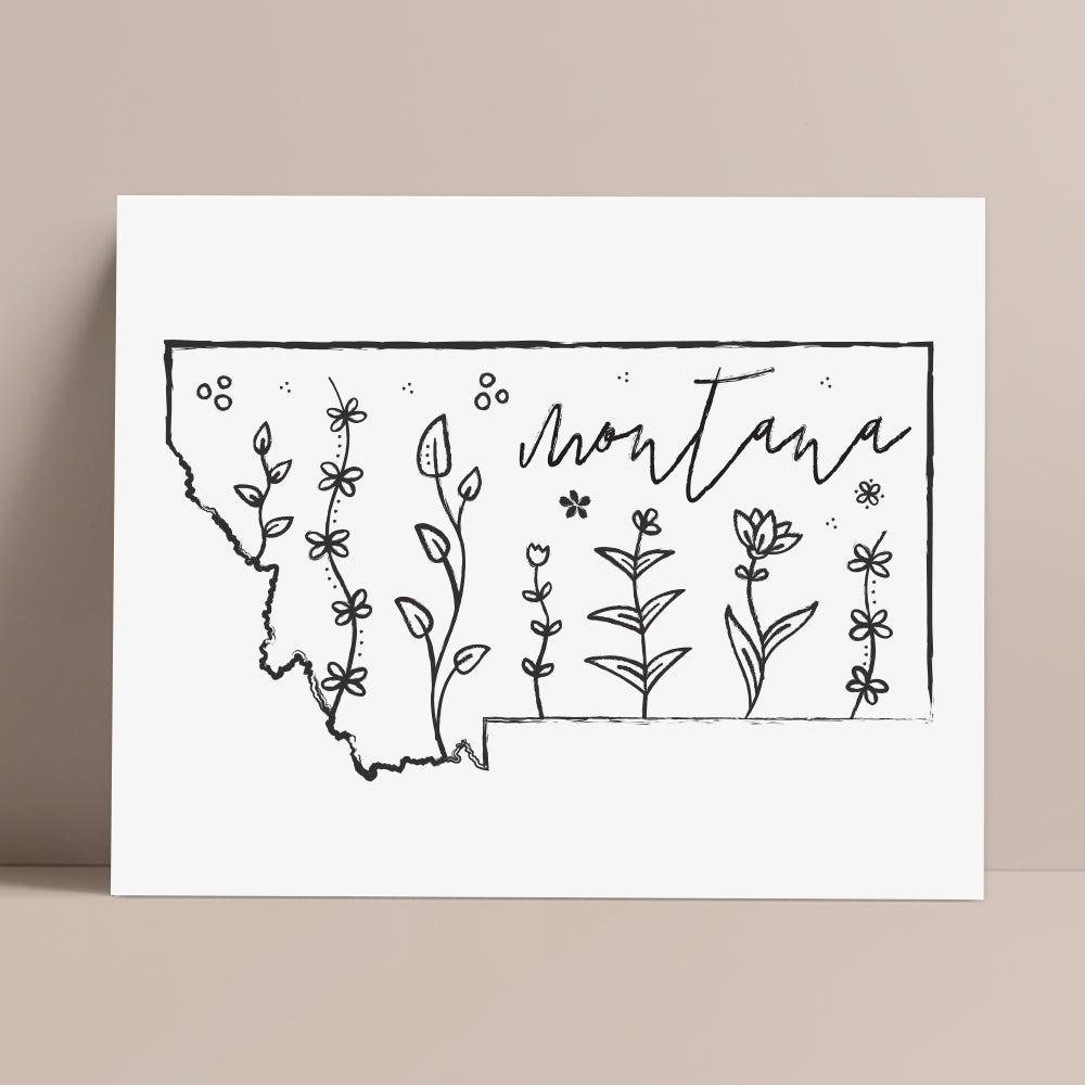Botanical Borders: Montana Outline Poster