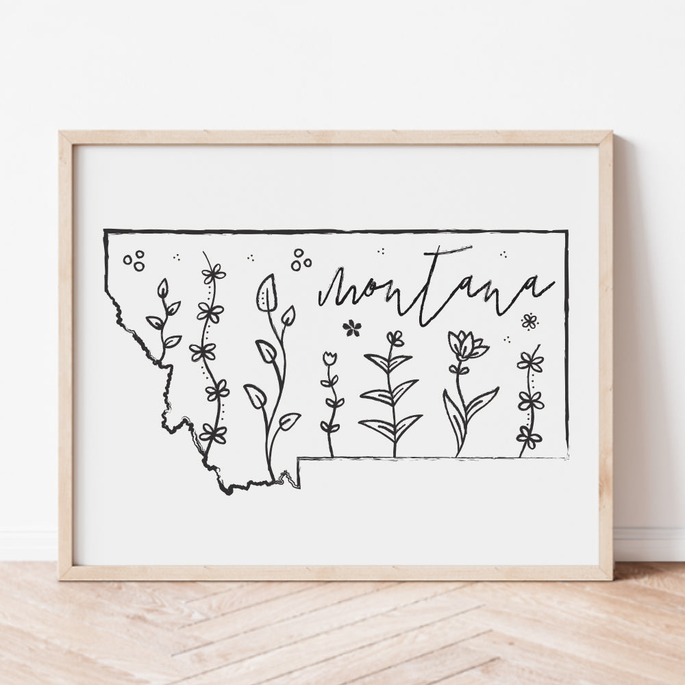 Botanical Borders: Montana Outline Poster