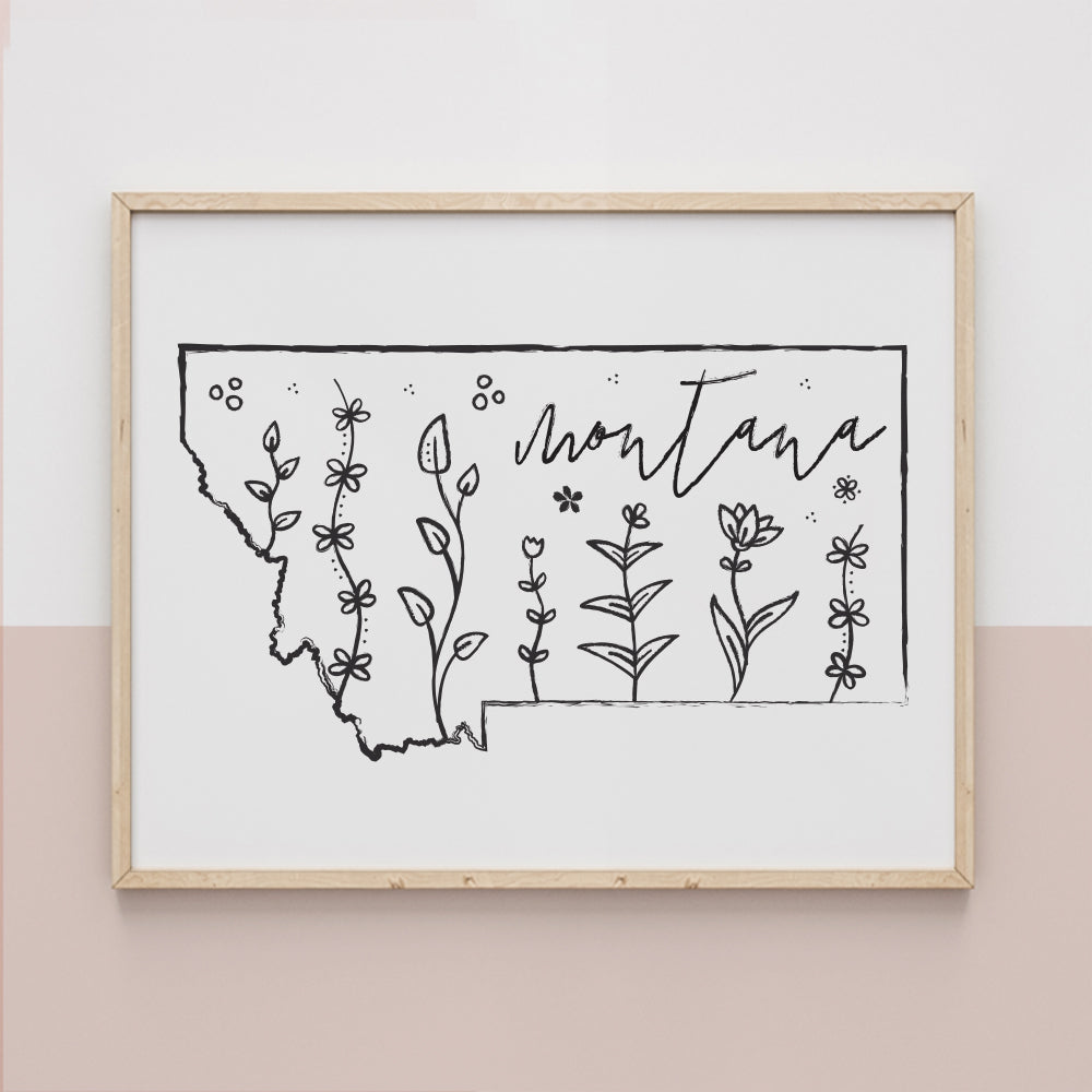 Botanical Borders: Montana Outline Poster