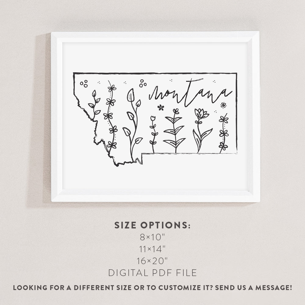 Botanical Borders: Montana Outline Poster