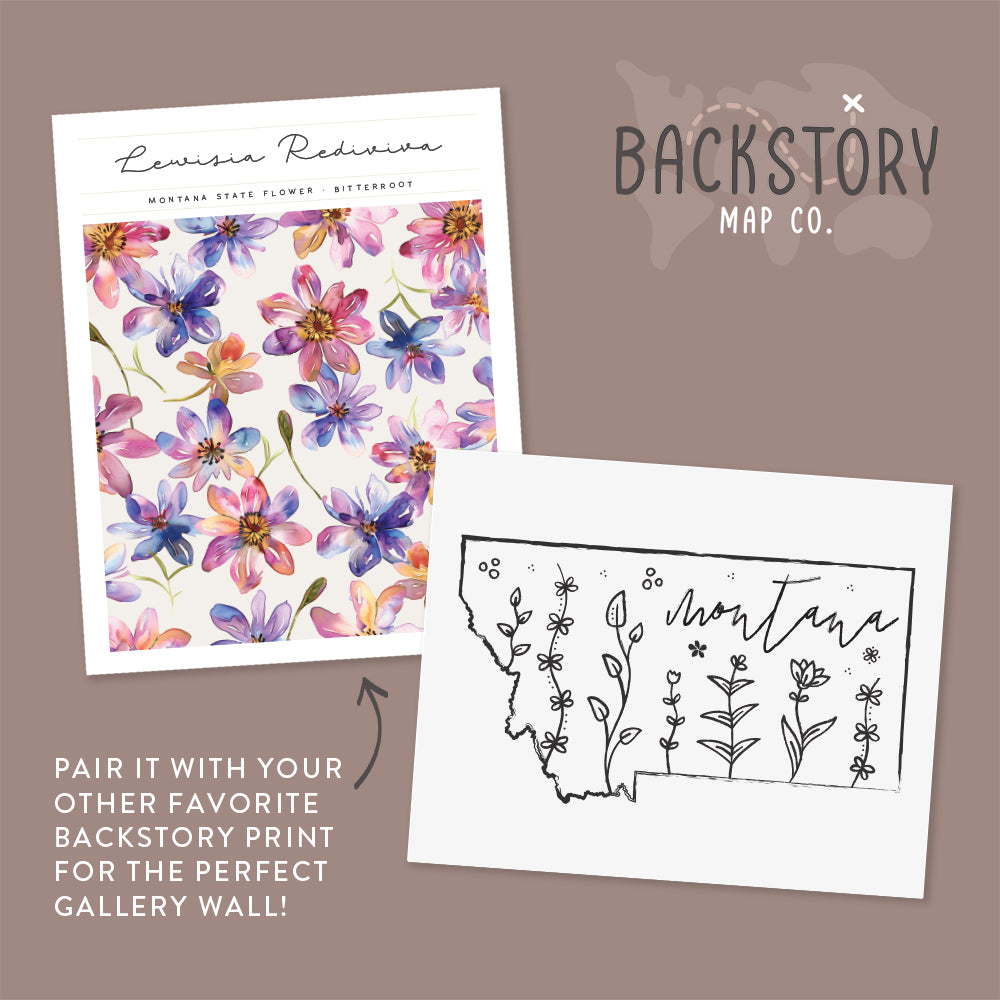 Botanical Borders: Montana Outline Poster