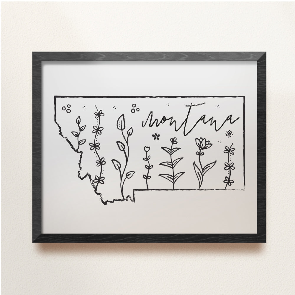 Botanical Borders: Montana Outline Poster