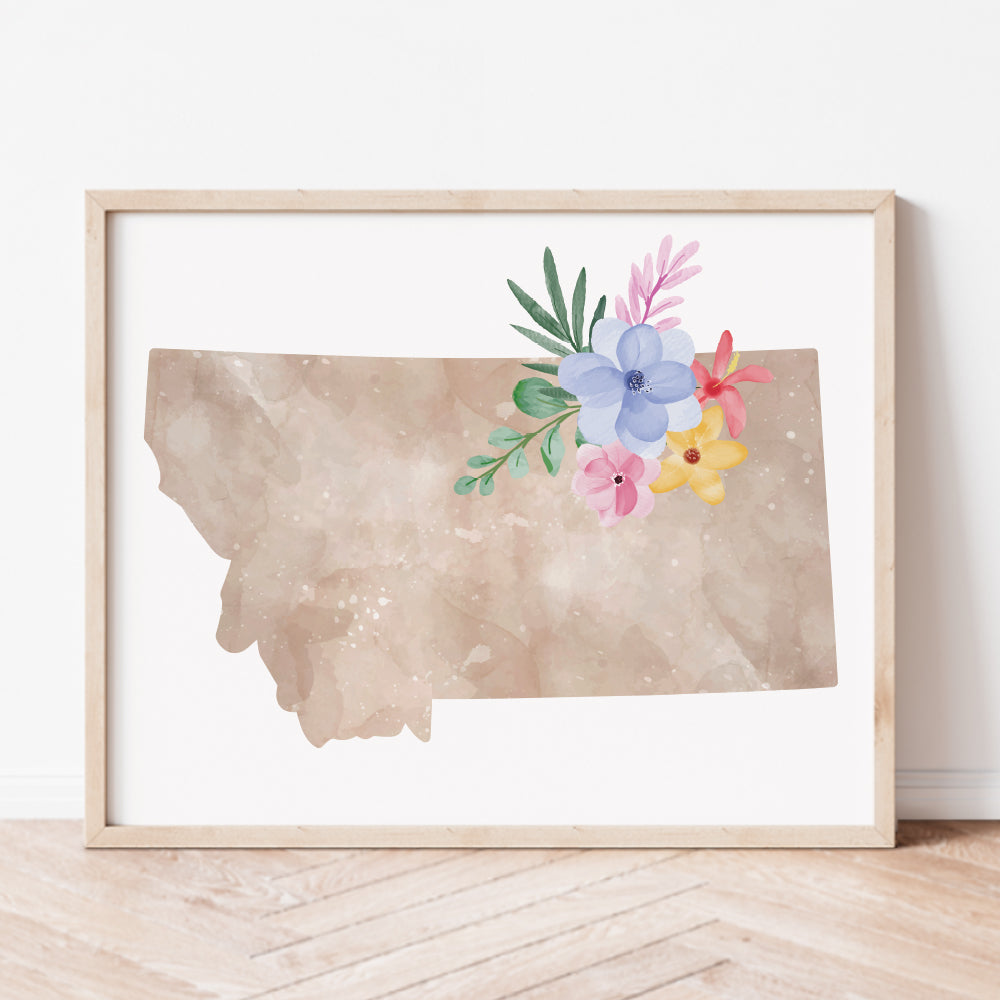 Montana Floral Silhouette Art Print