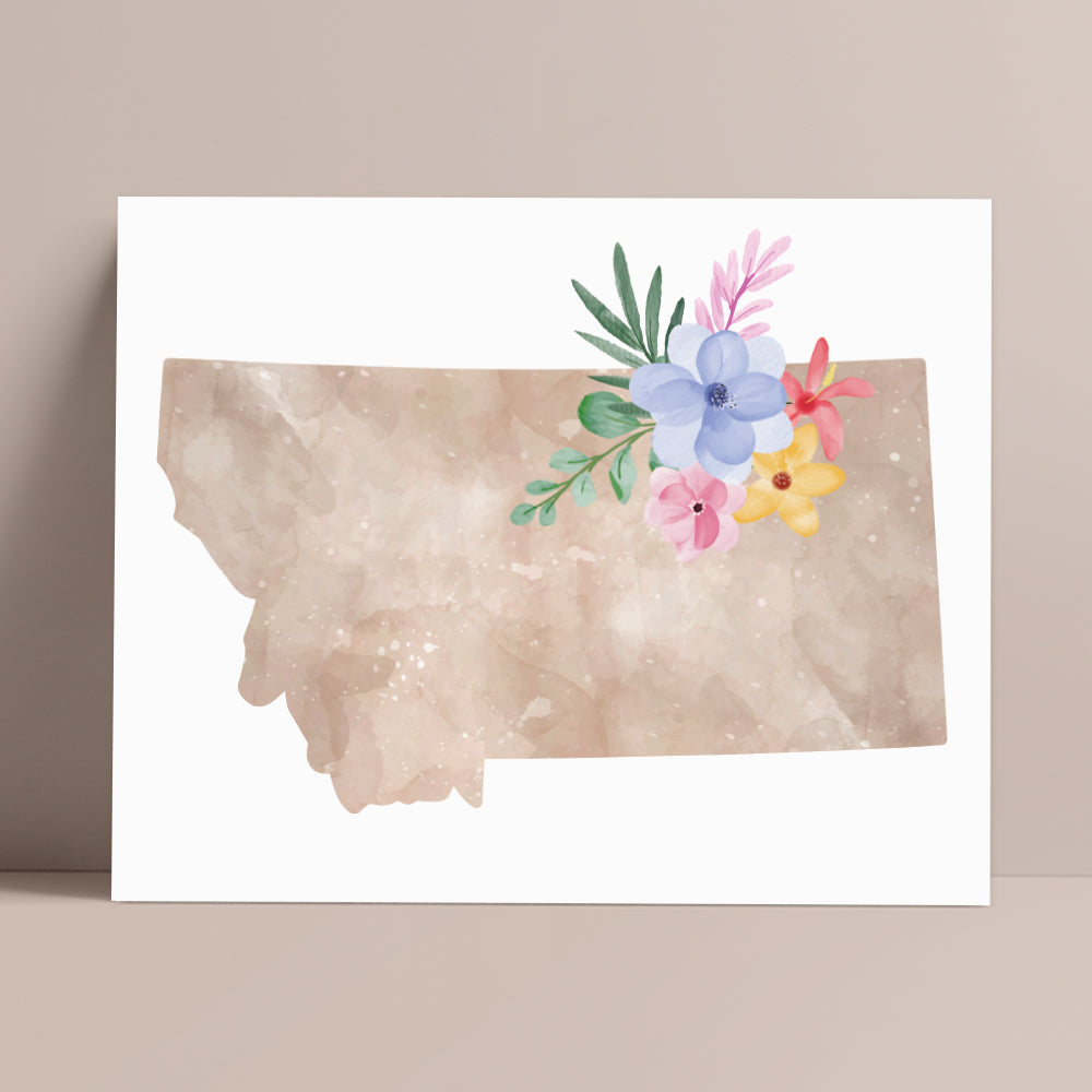 Montana Floral Silhouette Art Print